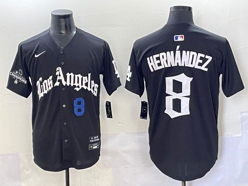 Men 2025 Los Angeles Dodgers #8 Hernandez Black Five generations Joint Name Nike MLB Jersey style 3->los angeles dodgers->MLB Jersey